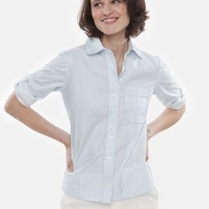 Tucker Binding Button Up Blouse Sailor Stripe Shir